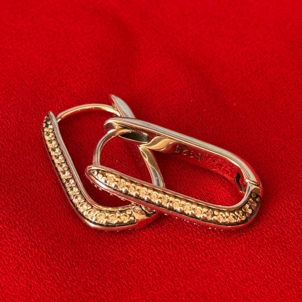 Gold-Tone Pave Hoop Earrings